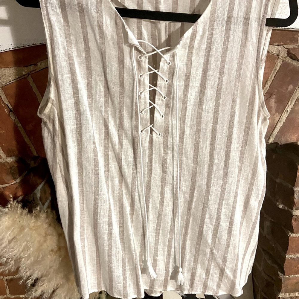 Zara Linen Lace Up Tank